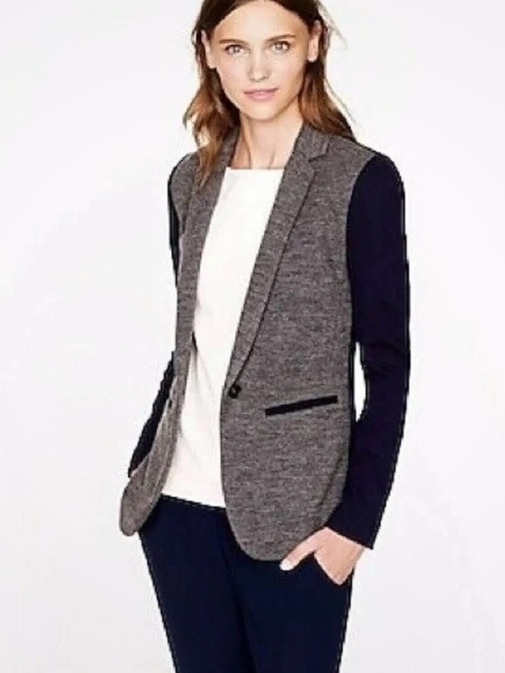 J. Crew Two Tone Contrast Lined Wool Blazer